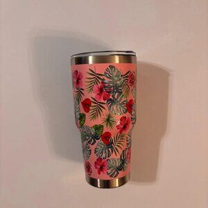 Tropical Floral Stainless Steel Tumbler – 30 oz